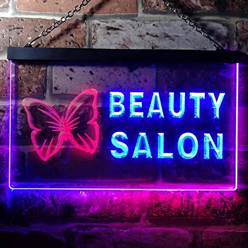 Butterfly Beauty Salon Dual LED Neon Light Sign